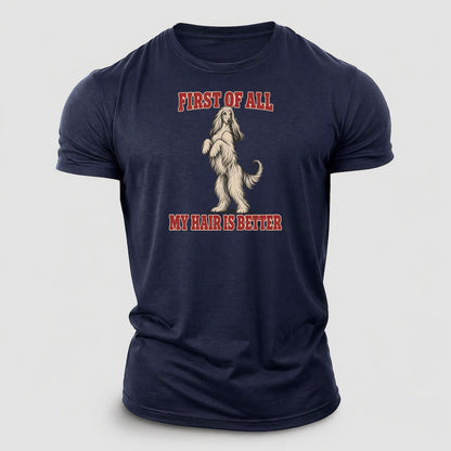 Afghan Hound Dog Declarations Cotton T-Shirt – Navy