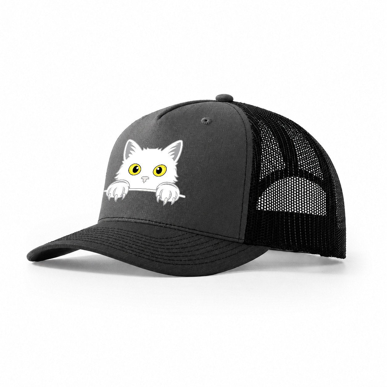 Black Cat Trucker Hat – Dark Grey-Black