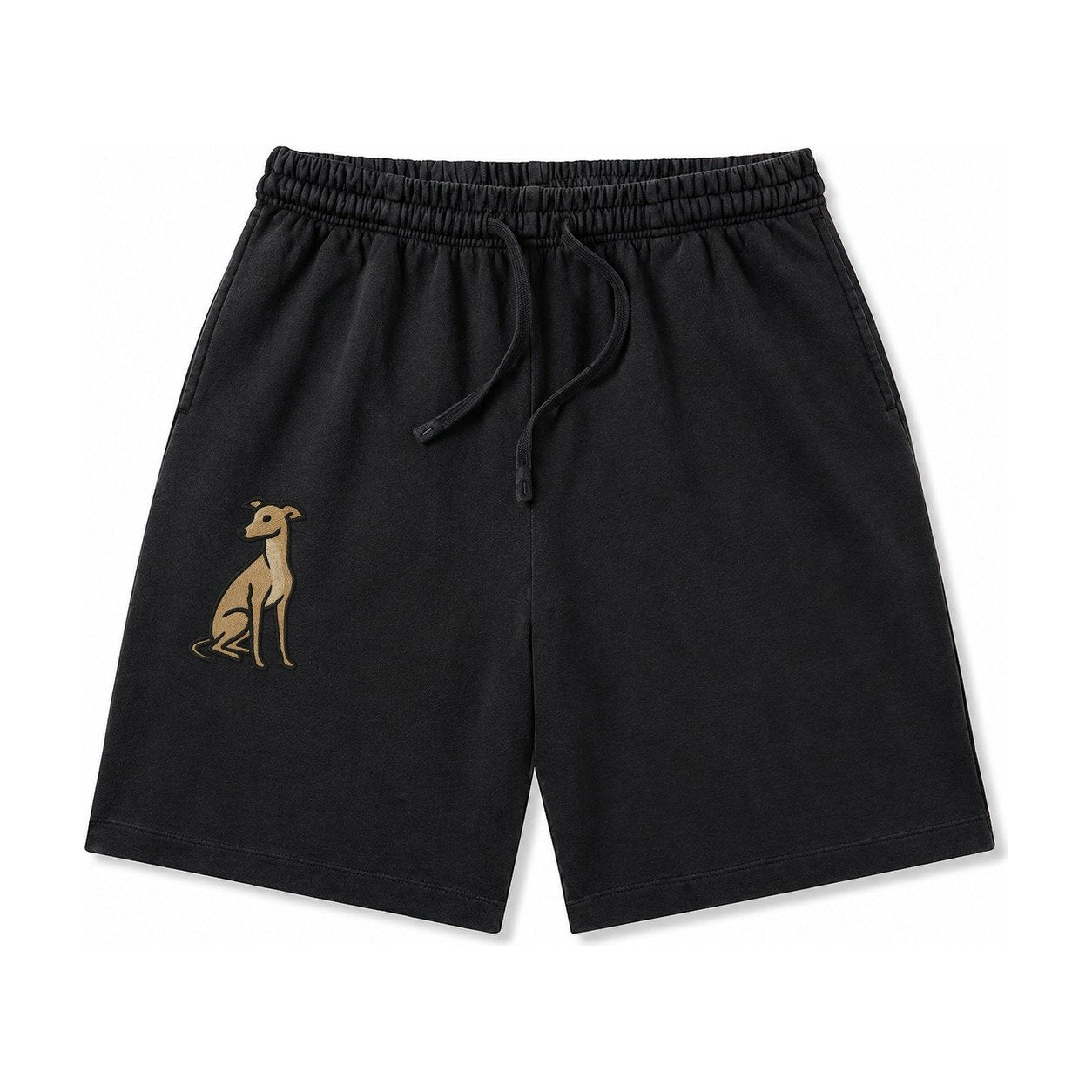 Whippet Fawn Colored Design Washed Shorts – Black