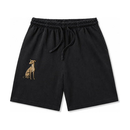 Whippet Fawn Colored Design Washed Shorts – Black