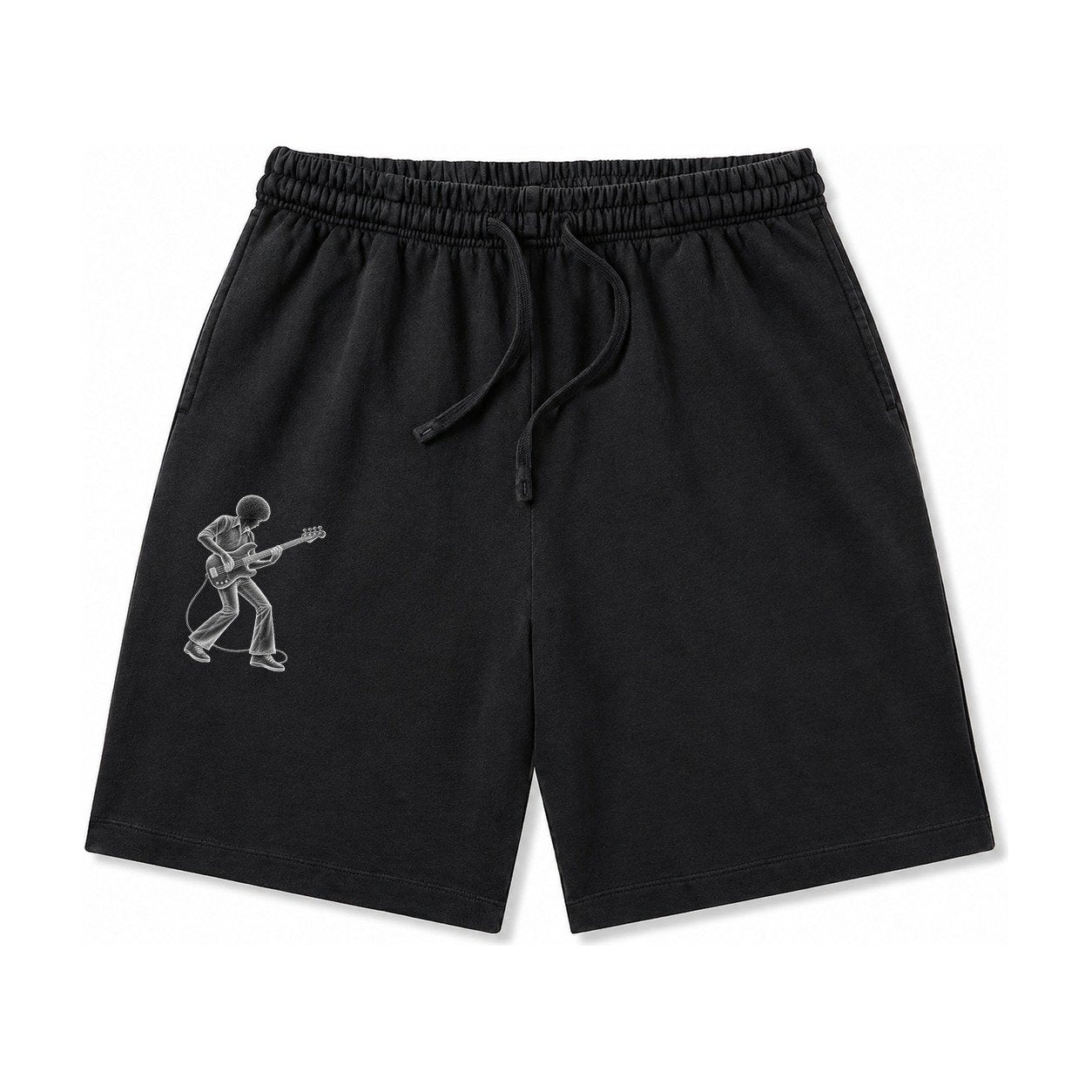 Bass Guitarist Slap Technique Washed Shorts – Black