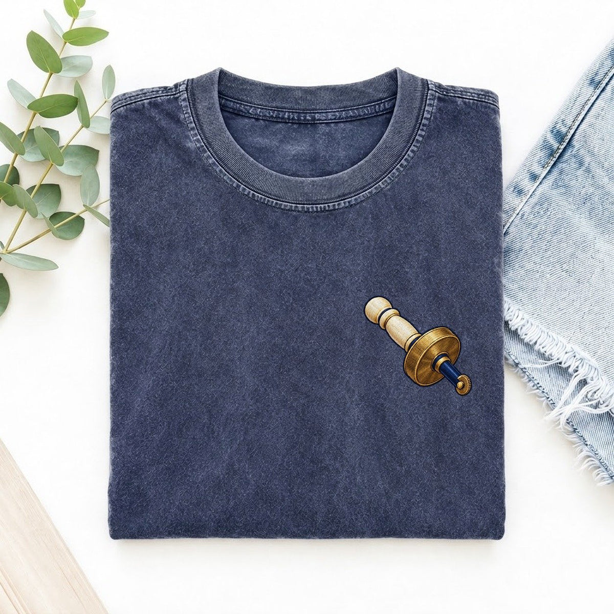 Wheel Marking Gauge Left Chest Vintage T-shirt – Blue