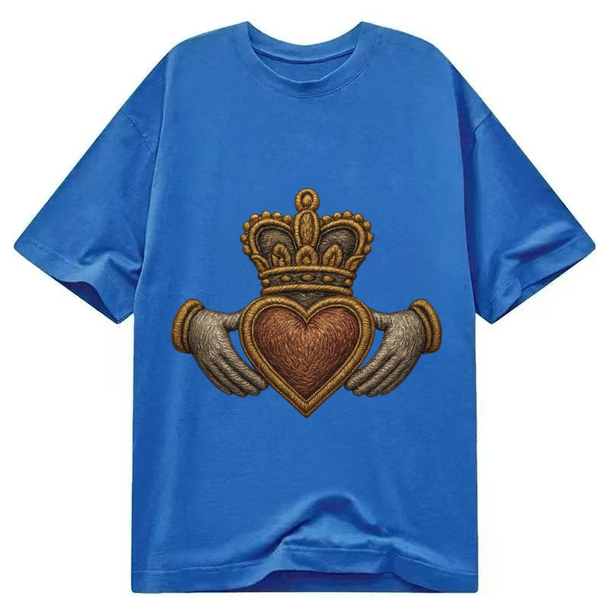 Claddagh Heart Crown Embroidered 0912b9 Classic T-shirt – Blue