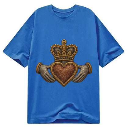Claddagh Heart Crown Embroidered 0912b9 Classic T-shirt – Blue