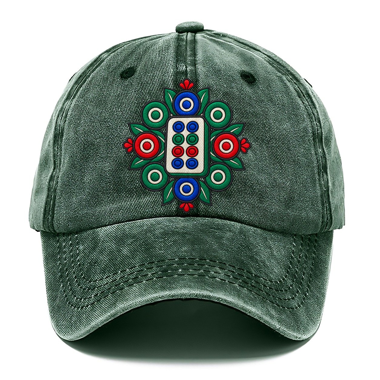 Eight Dot Bloom Mahjong Game Night Classic Cap – Forest Mist