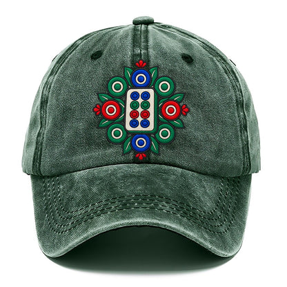 Eight Dot Bloom Mahjong Game Night Classic Cap – Forest Mist