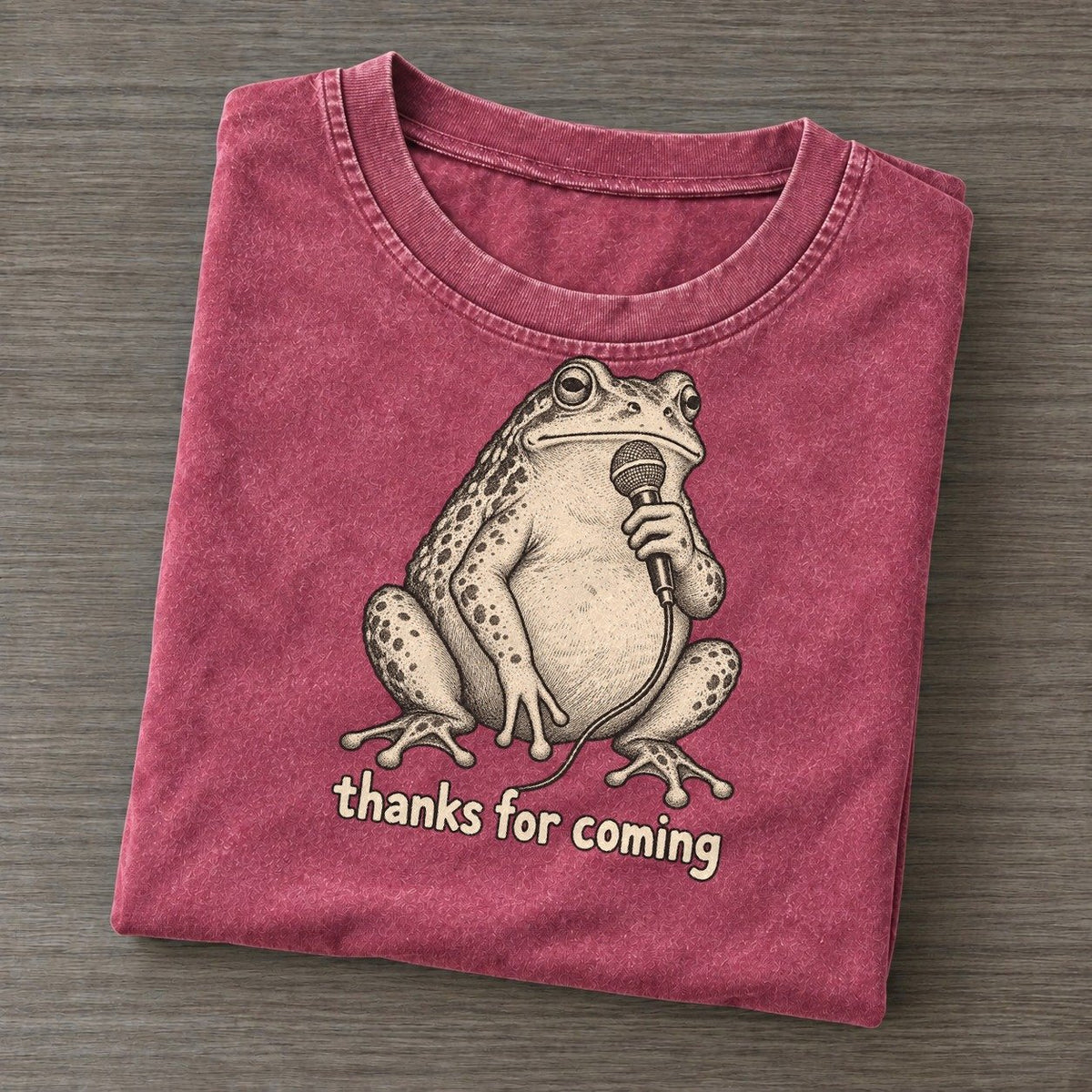 Frog Thanks For Coming Unbothered Creatures Vintage T-shirt – Raspberry