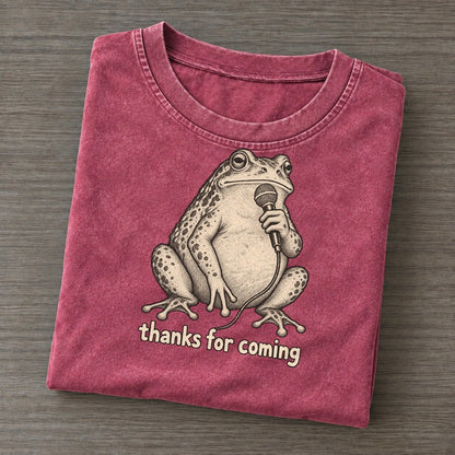 Frog Thanks For Coming Unbothered Creatures Vintage T-shirt – Raspberry