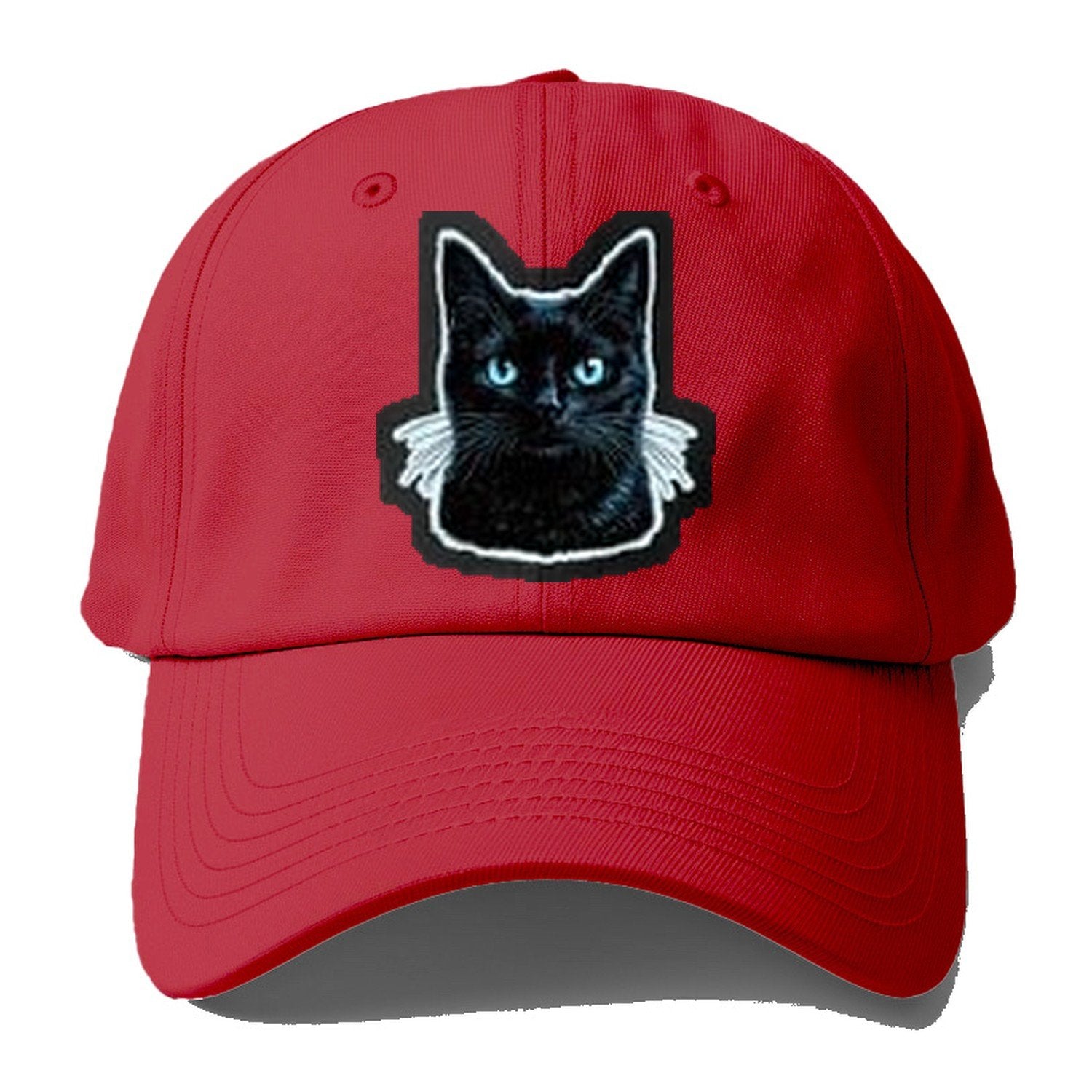 Golden Eyed Black Cat V2 Baseball Cap – Red