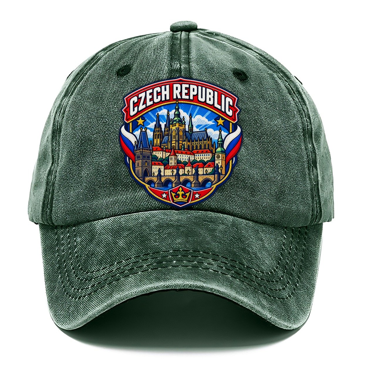 Czech Republic Retro Badge Country Logos Classic Cap – Forest Mist
