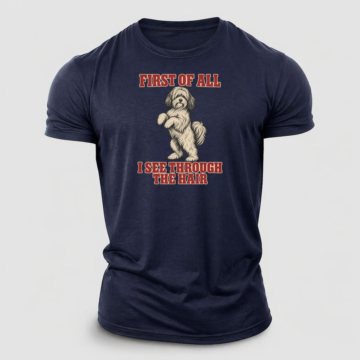 Tibetan Terrier Dog Declarations Cotton T-Shirt – Navy