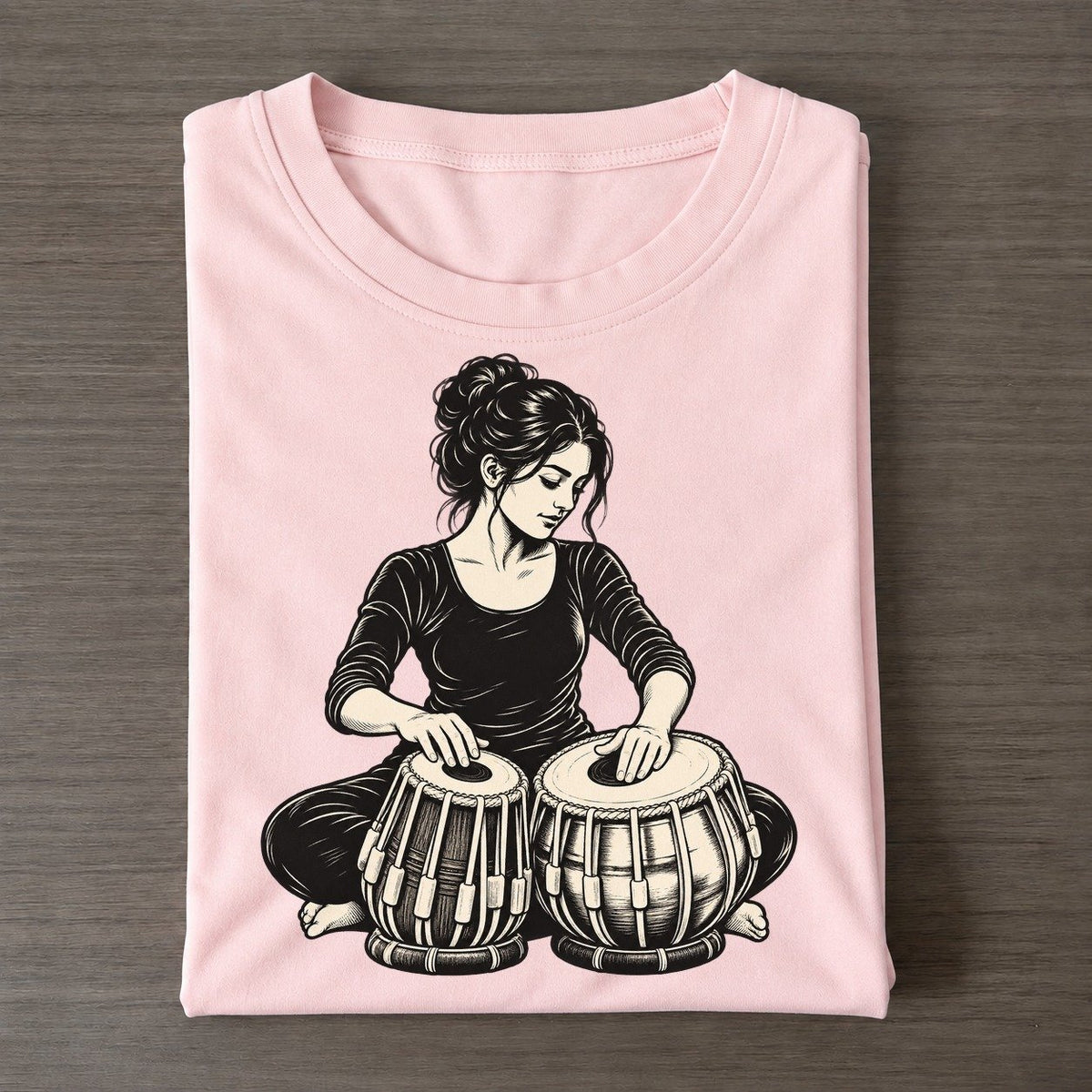 Tabla Player Paired Drum Phrase Global Music Ink Figures Classic T-shirt – Pink