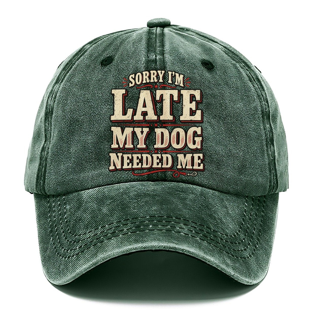 Sorry I M Late My Dog Needed Me American Wit Classic Cap – Forest Mist