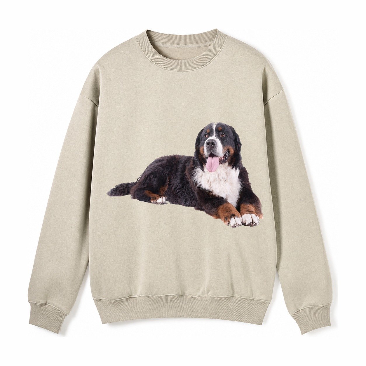 Bernese Mountain Dog Fleece Sweatshirt – Light Khaki