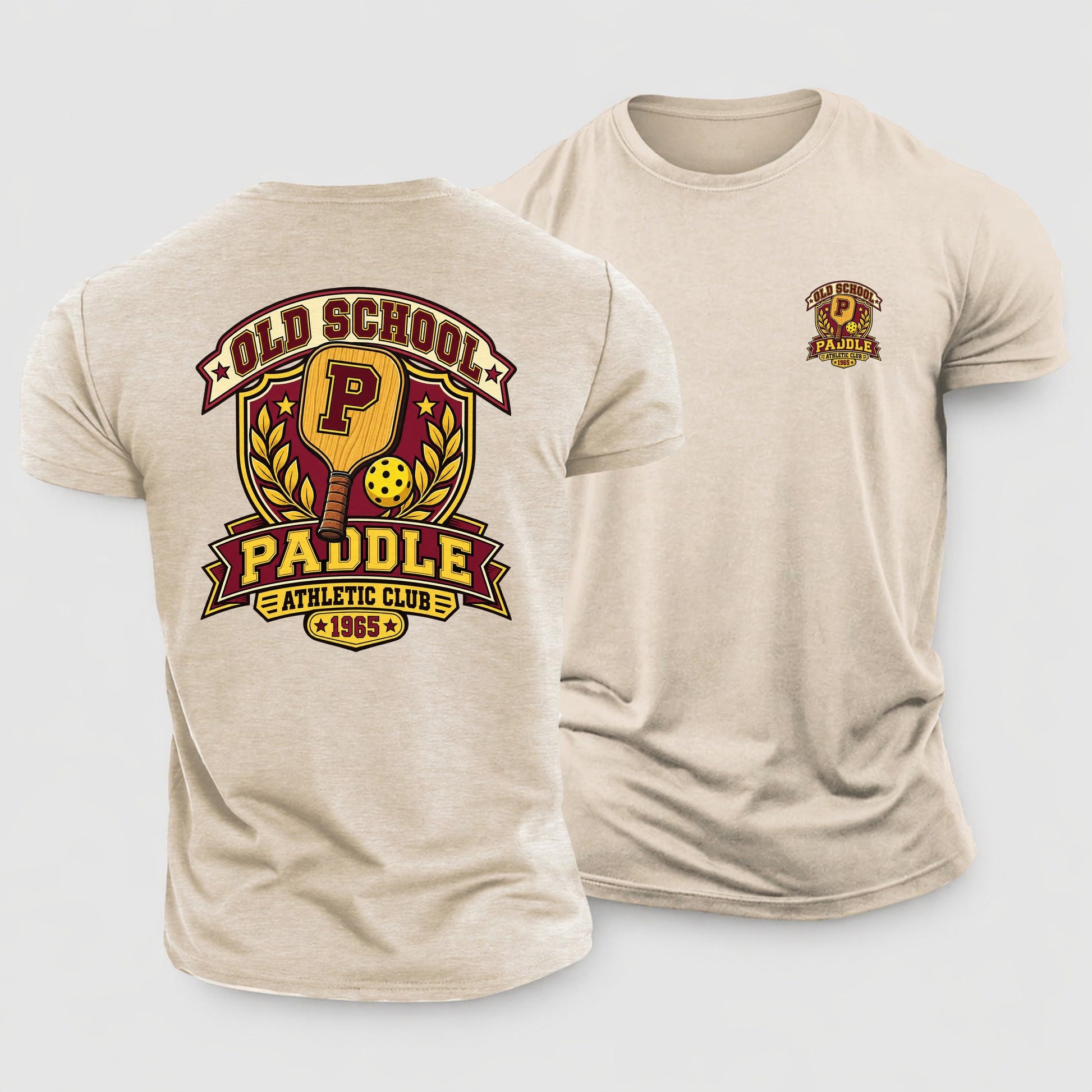 Old School Paddle Athletic Club Pickleball Life Cotton T-Shirt – Sand