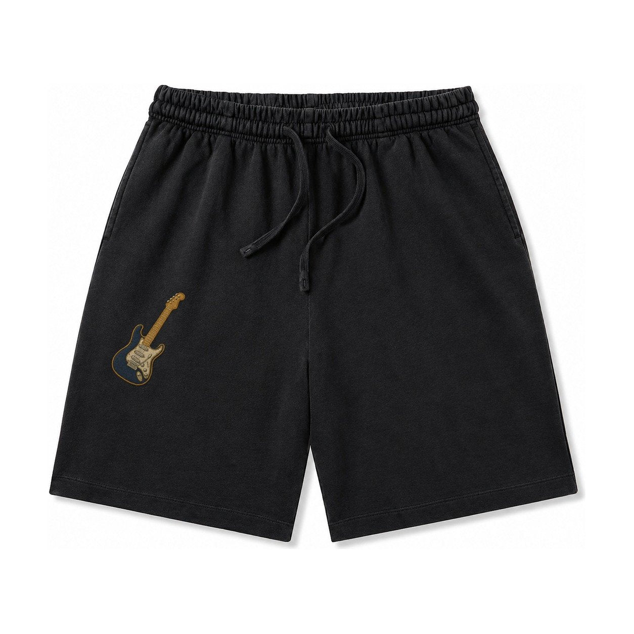 Electric Guitar Washed Shorts – Black