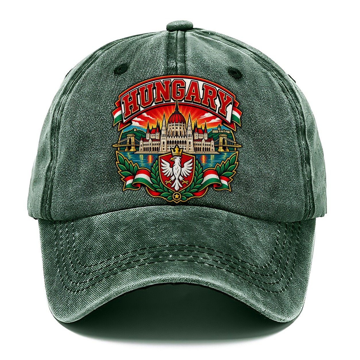 Hungary Retro Badge Country Logos Classic Cap – Forest Mist