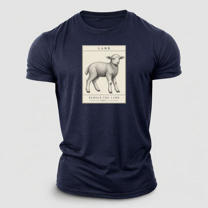 Lamb Specimen Plate Creature Canticle Cotton T-Shirt – Navy