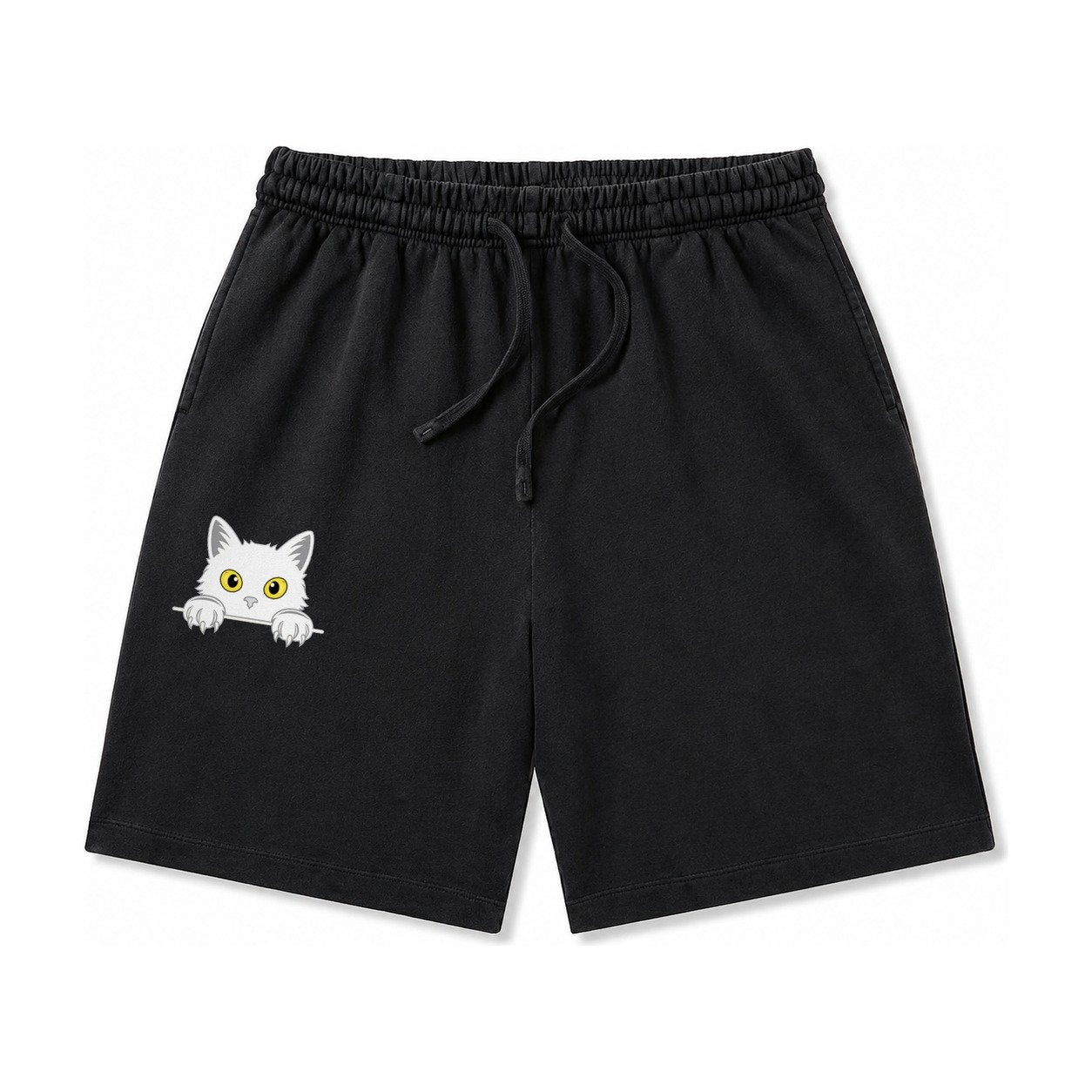 Black Cat Washed Shorts – Black
