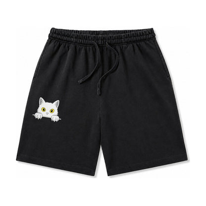 Black Cat Washed Shorts – Black