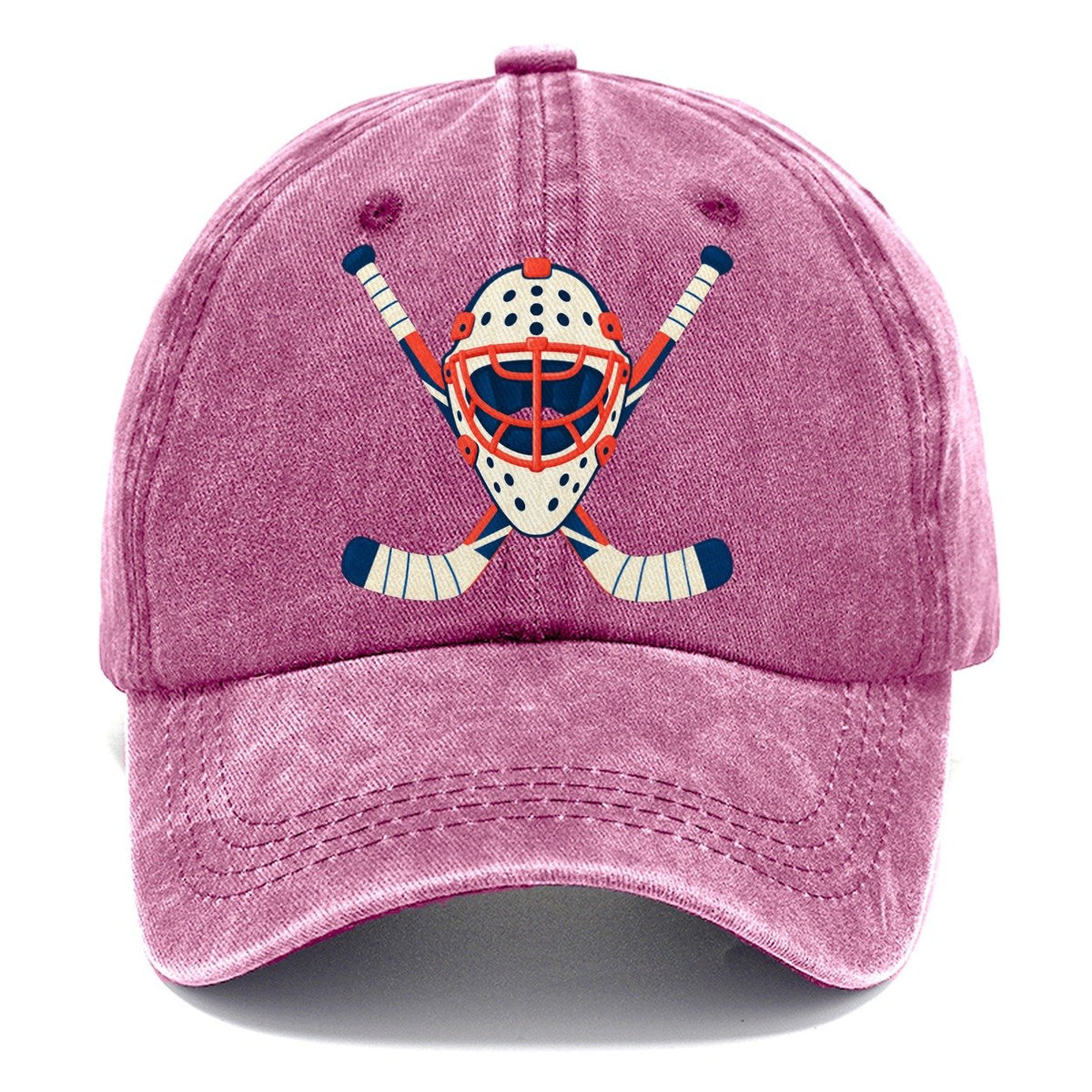 Goalie Mask And Crossed Sticks Character Club Classic Cap – Dusty Rose
