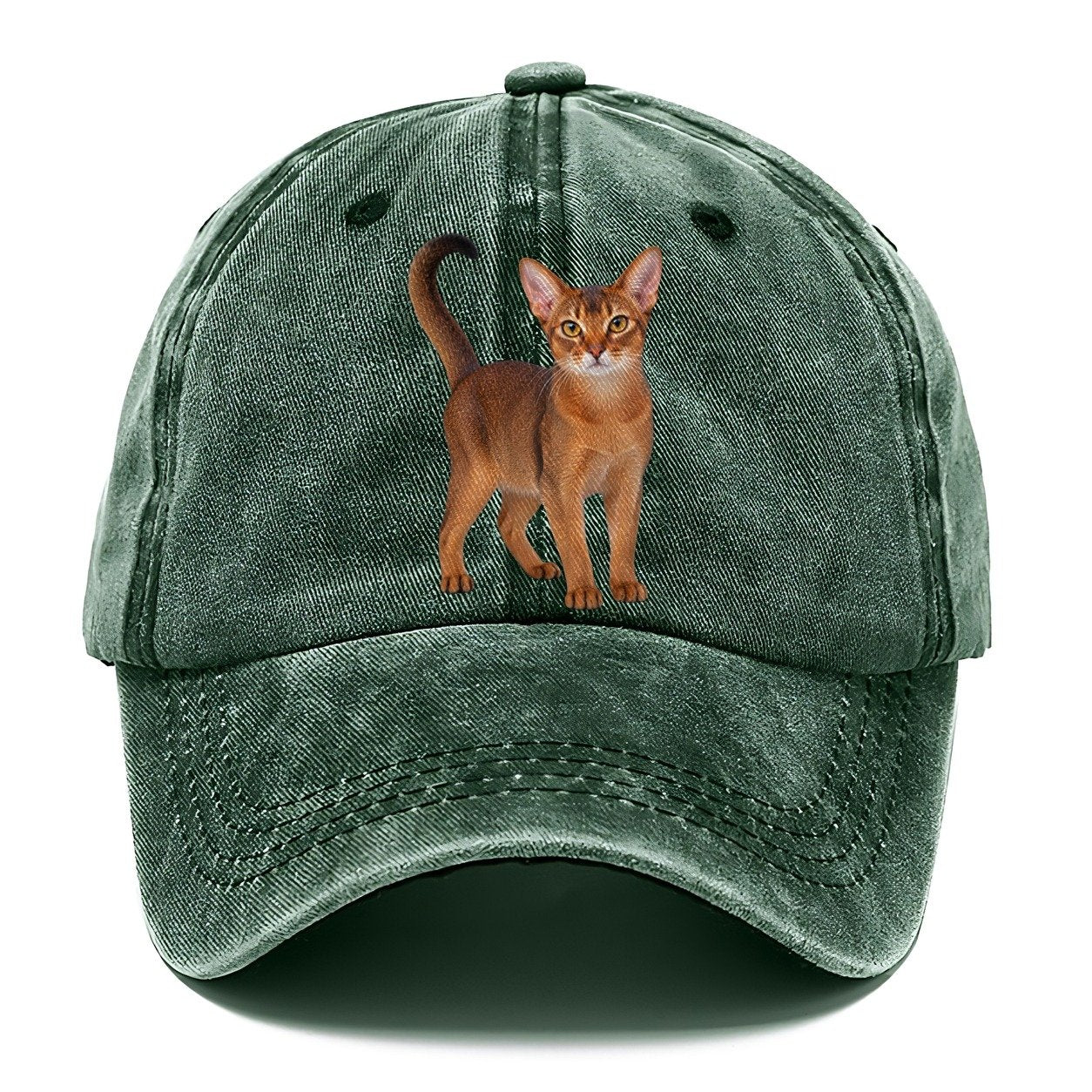 Abyssinian Standing Three Quarter Realistic Cat Portrait Classic Cap – Forest Mist