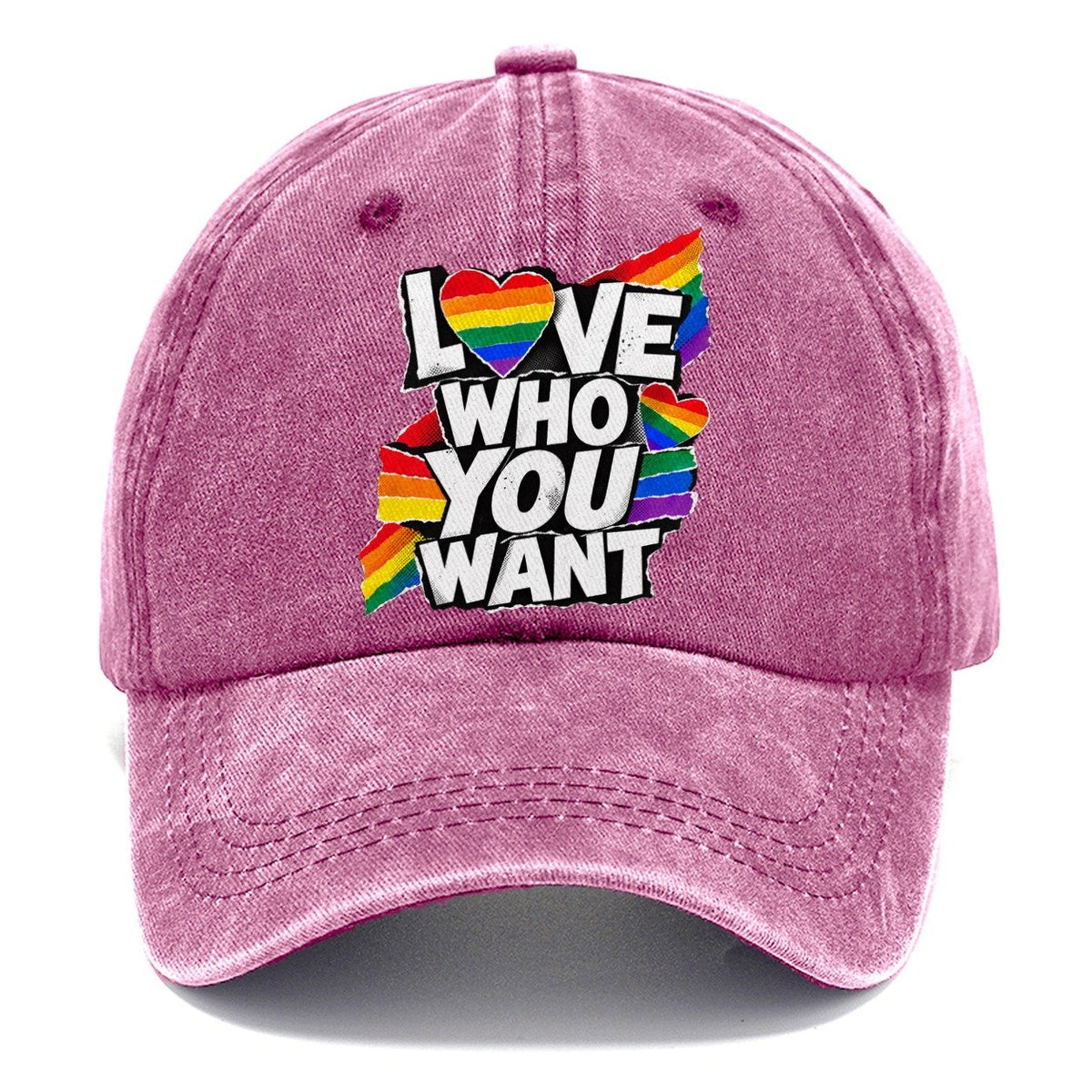 Love Who You Want Rainbow Heart Classic Cap – Dusty Rose
