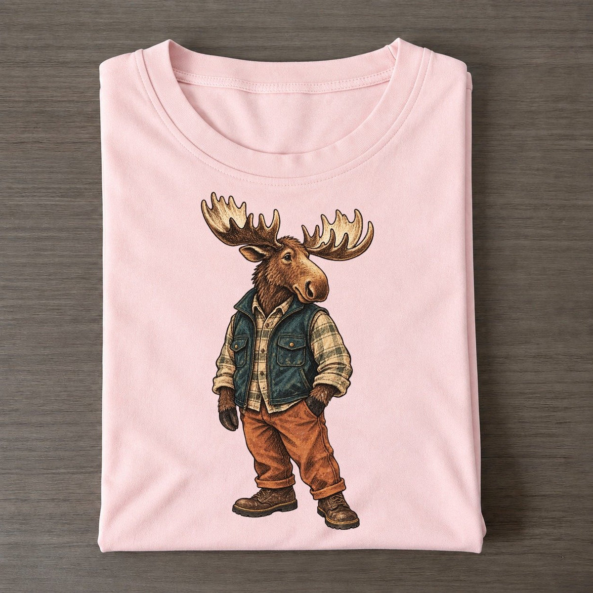 Moose Wardrobe Portrait Wild Wardrobe Portraits Classic T-shirt – Pink