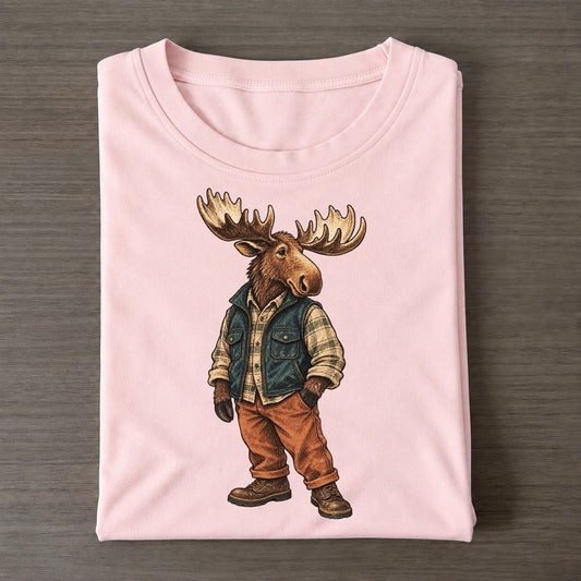 Moose Wardrobe Portrait Wild Wardrobe Portraits Classic T-shirt – Pink