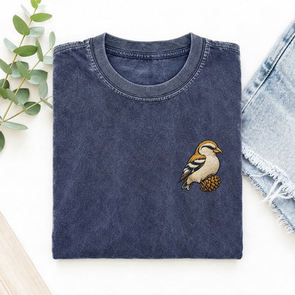 Crossbill Cone Turn Left Chest Thread Signatures II Left Chest Vintage T-shirt – Blue
