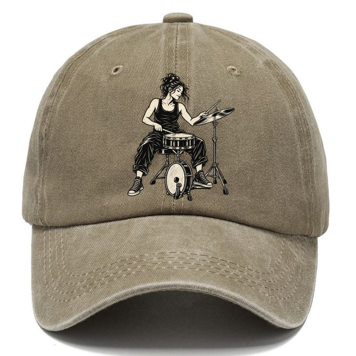 Drummer Compact Snare Cymbal Fill Global Music Ink Figures Classic Cap – Warm Sand