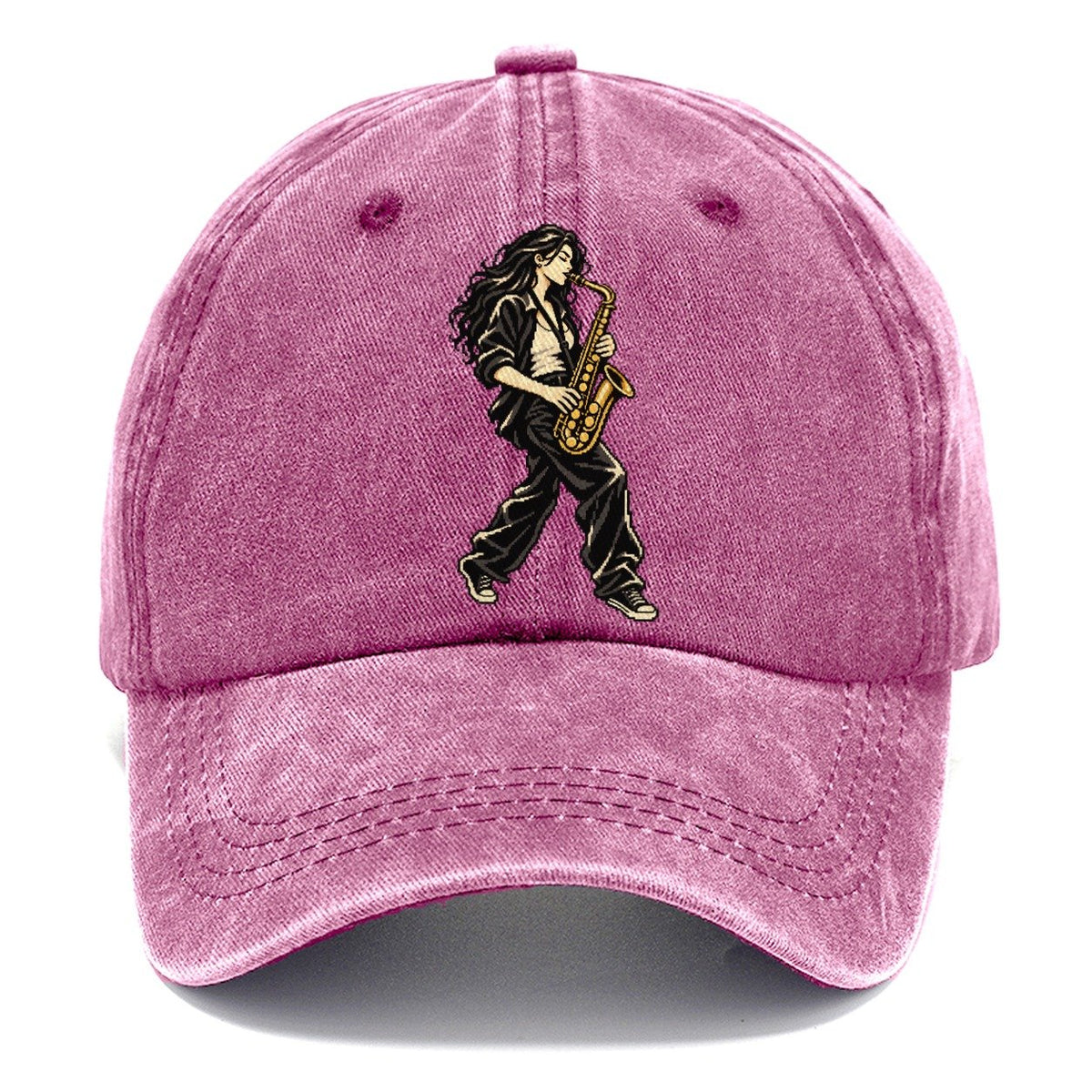 Woman Playing Saxophone Classic Cap – Dusty Rose
