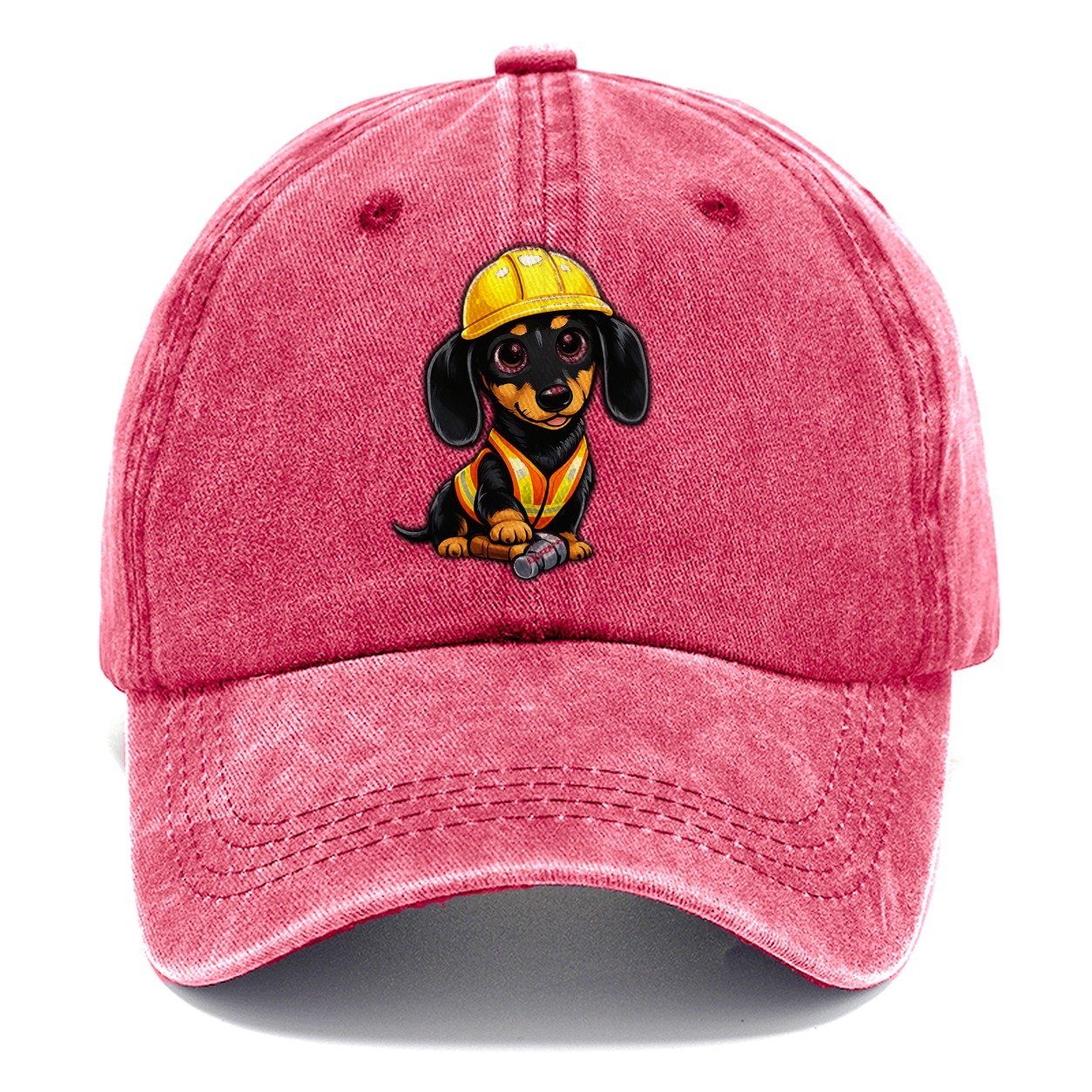 Dachshund Construction Worker Classic Cap – Pomegranate Blush