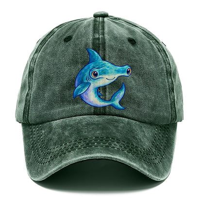 Hammerhead Shark Crescent Turn Sea Sprite Classic Cap – Forest Mist