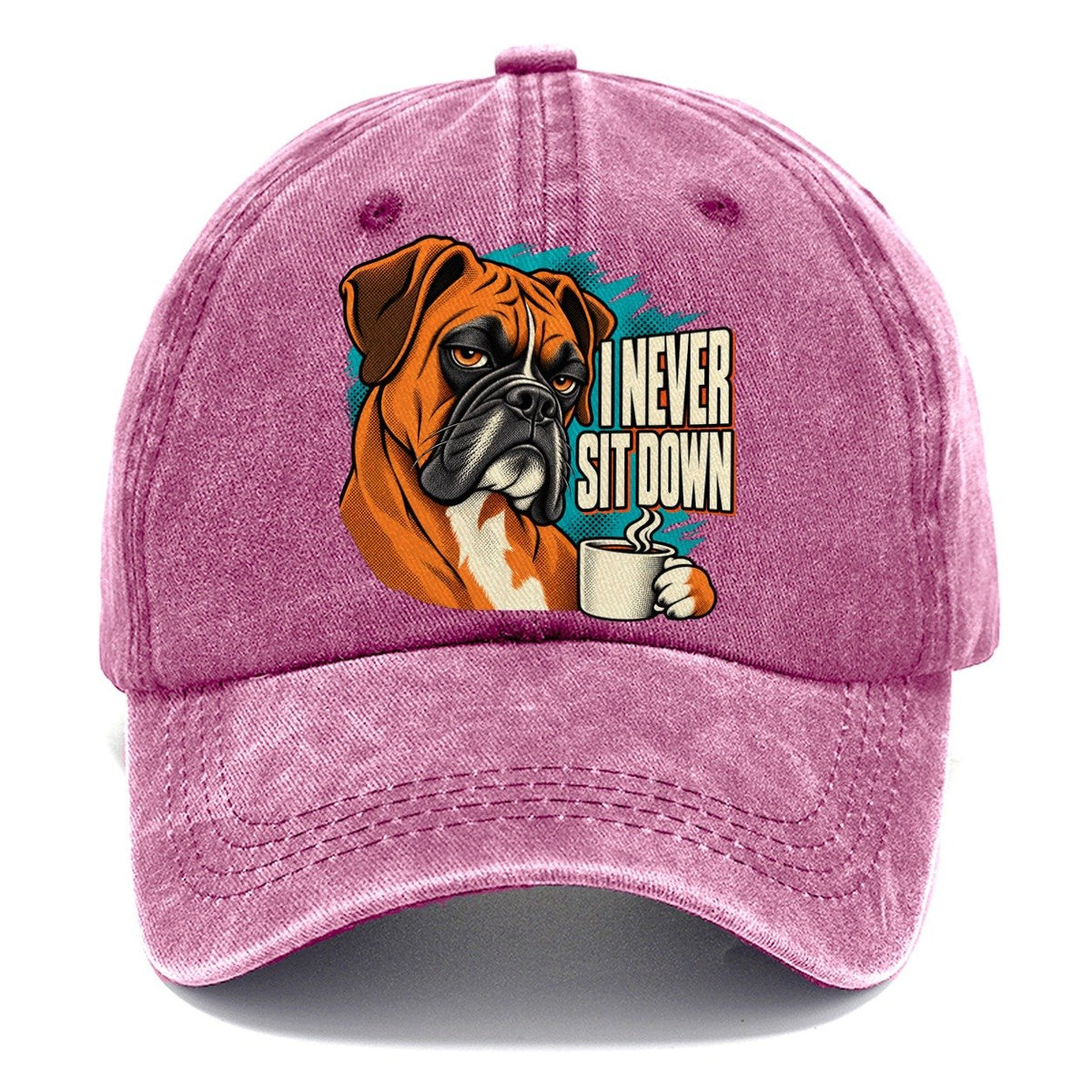 I Never Sit Down Boxer Dog Coffee Classic Cap – Dusty Rose