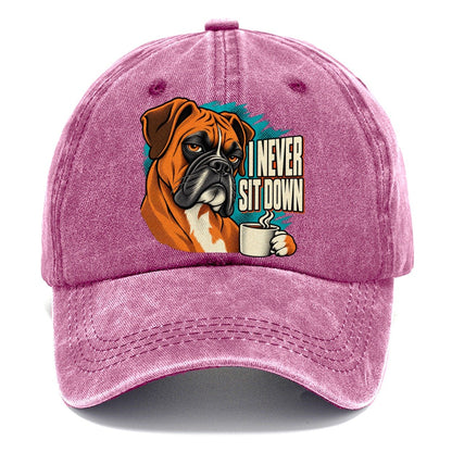 I Never Sit Down Boxer Dog Coffee Classic Cap – Dusty Rose