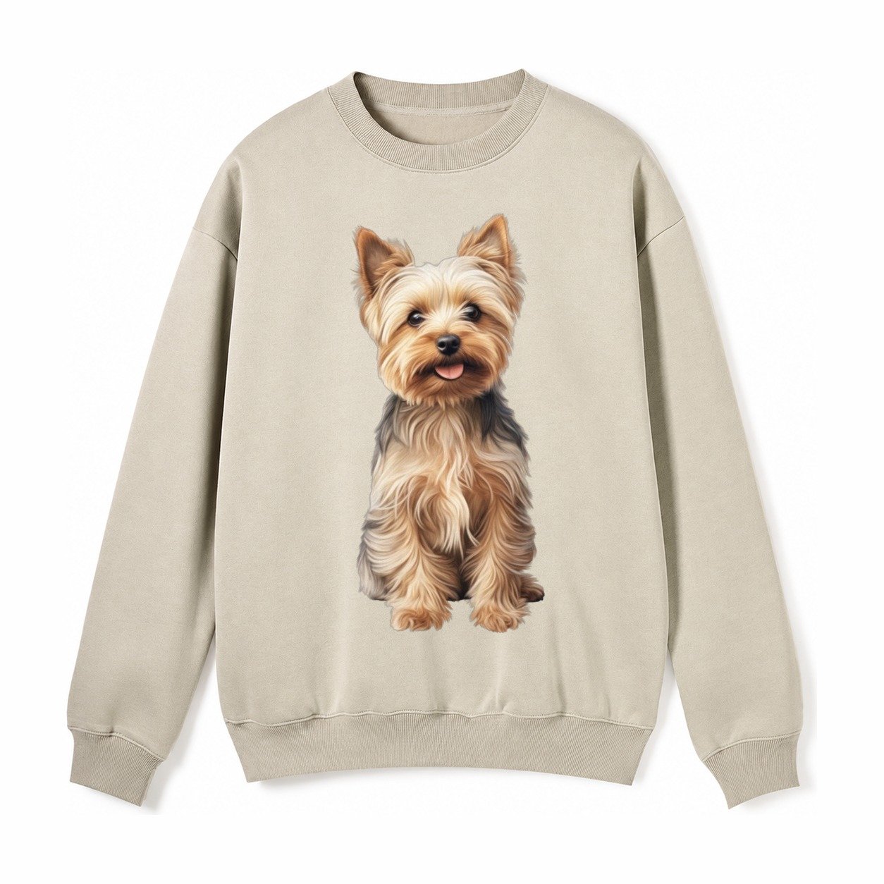 Yorkshire Terrier Dog Fleece Sweatshirt – Light Khaki