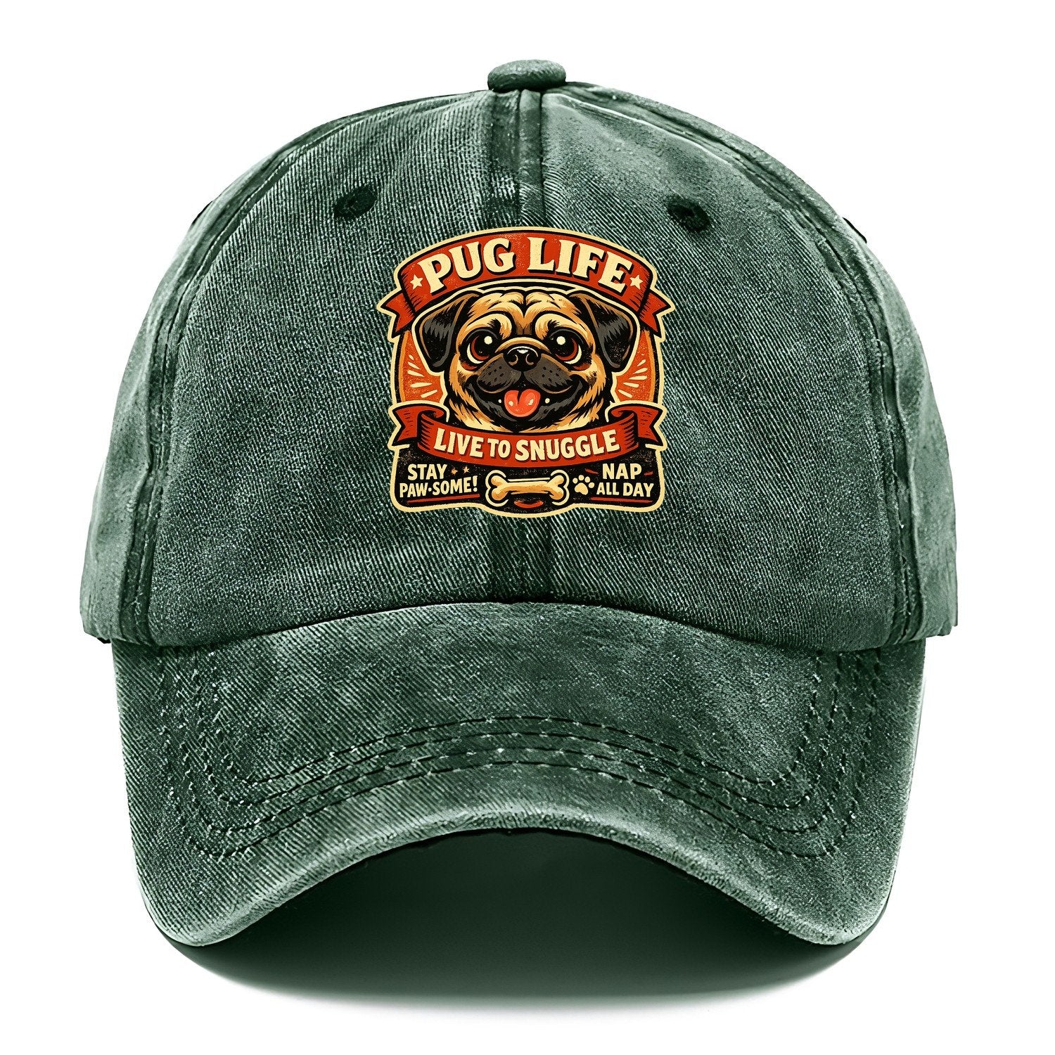 Vintage Pug Classic Cap – Forest Mist