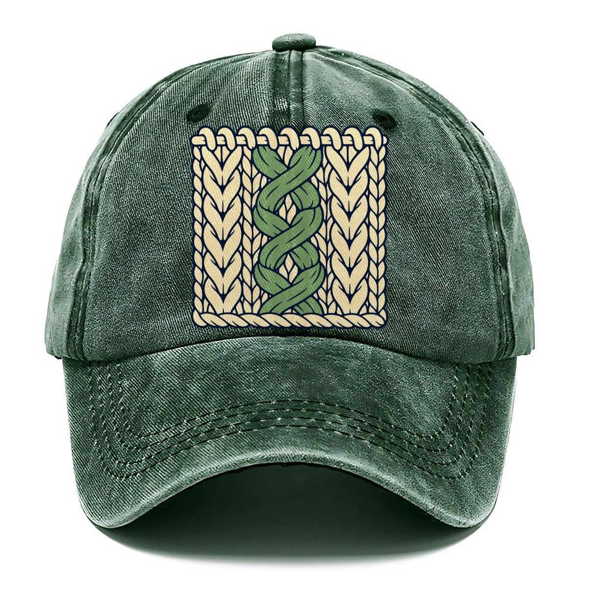 Cable Stitch Swatch Yarn Crafts Classic Cap – Forest Mist