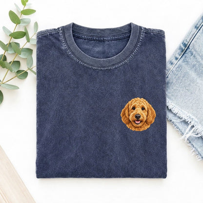 Goldendoodle Left Chest Vintage T-shirt – Blue