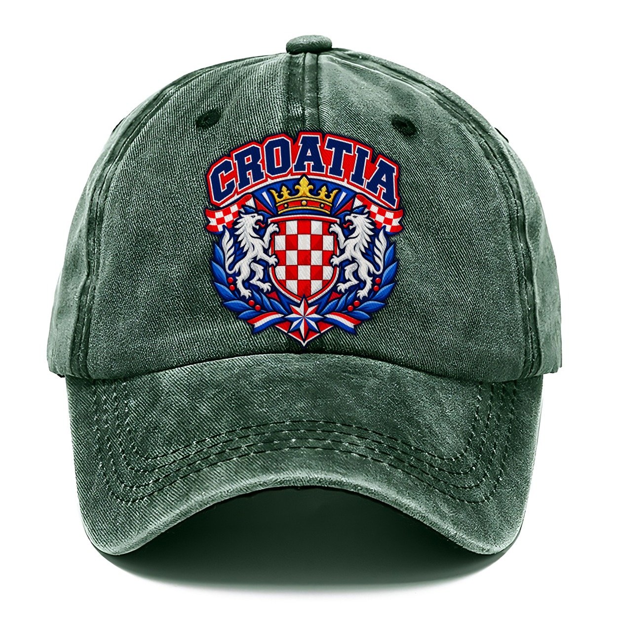 Croatia Retro Badge Country Logos Classic Cap – Forest Mist