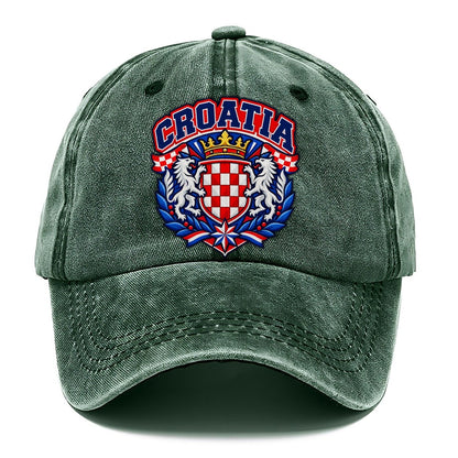 Croatia Retro Badge Country Logos Classic Cap – Forest Mist
