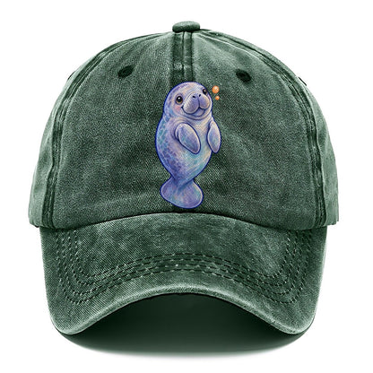 Manatee Upward Float Sea Sprite Classic Cap – Forest Mist