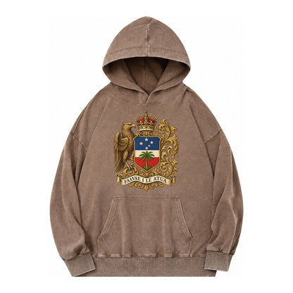 South Africa Springbok Emblem Springbok With Protea Green Go Vintage Washed Hoodie – Brown