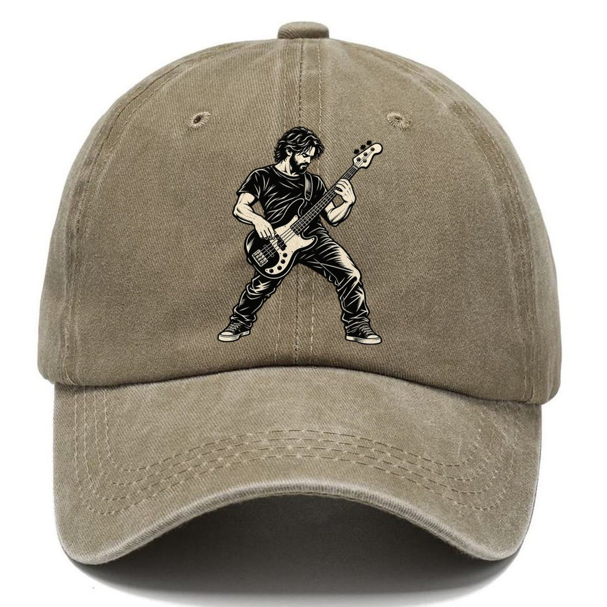 Bass Guitar Sliding Run Global Music Ink Figures Classic Cap – Warm Sand