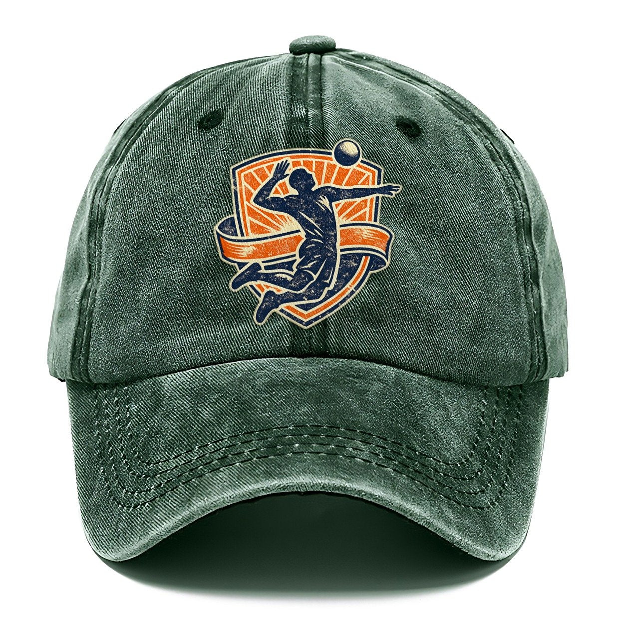 Retro Volleyball Spike Crest Classic Cap – Forest Mist