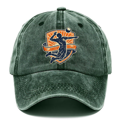 Retro Volleyball Spike Crest Classic Cap – Forest Mist