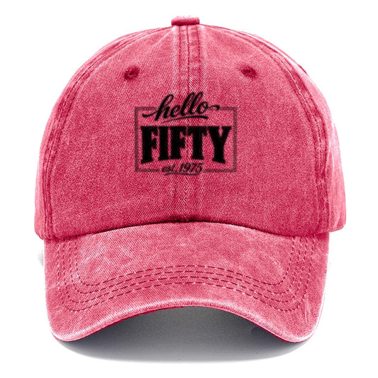 Hello Fifty Est 1975 Classic Cap – Pomegranate Blush
