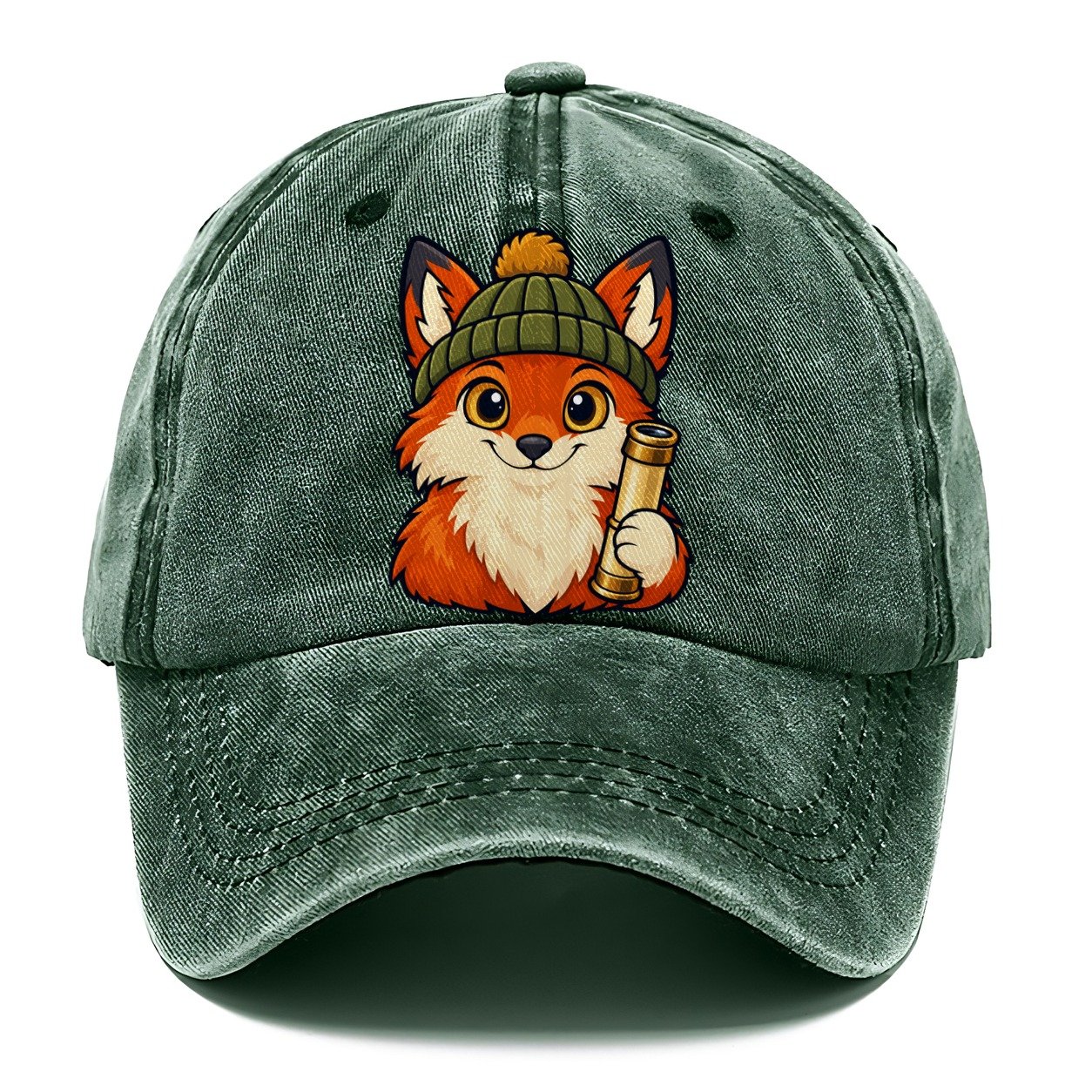 Stargazing Fox In A Beanie Astronomy And Stargazing Classic Cap – Forest Mist