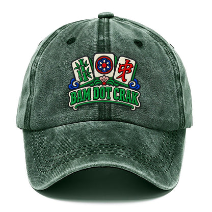 Bam Dot Crak Mahjong Game Night Classic Cap – Forest Mist